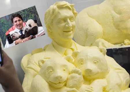 Escultura de mantequilla del primer ministro canadiense