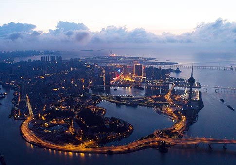 Vista aérea del paisaje matutino de Macao