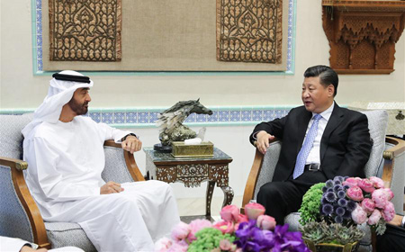 Presidente chino se reúne con príncipe heredero de Abu Dhabi y discute lazos China-EAU