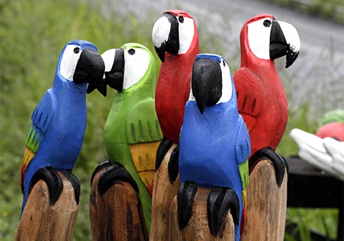 Costa Rica: Esculturas en forma de tucán hechas con madera local