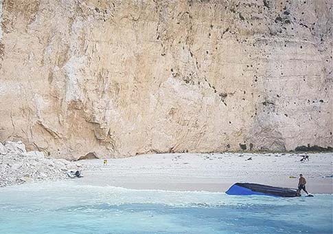 Desprendimiento de rocas en la isla de Zante de Grecia