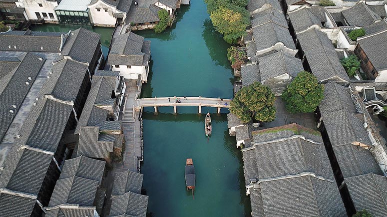 Wuzhen: Vista del punto escénico de Xizha