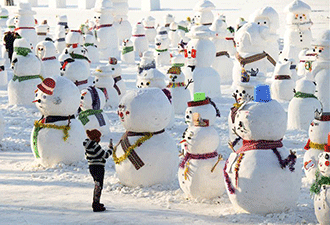 Esculturas de muñecos de nieve en Heilongjiang