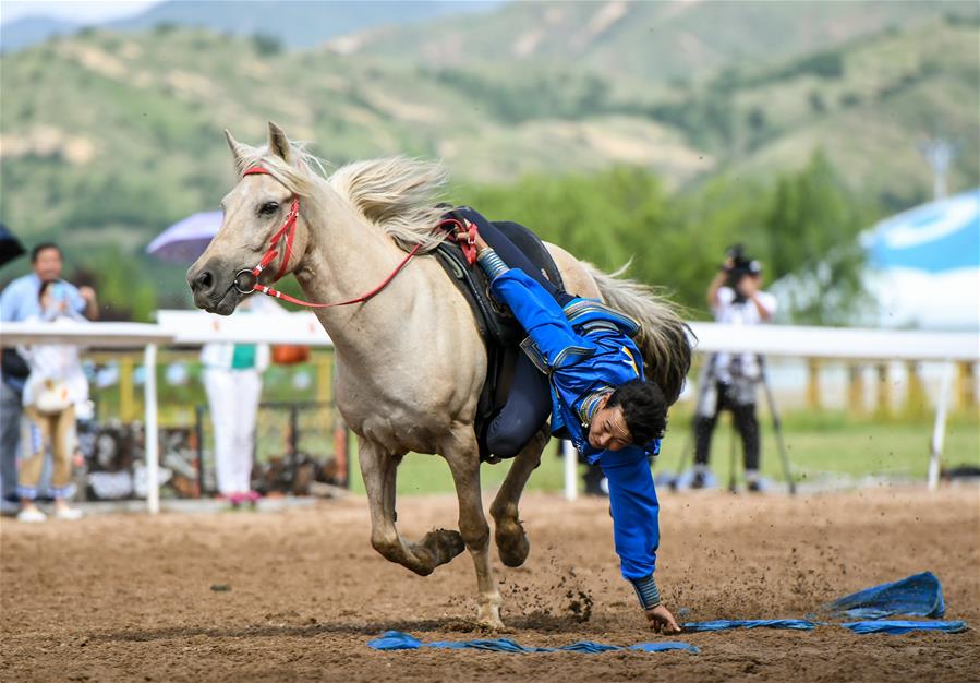 Espectáculo muestra habilidades ecuestres tradicionales en Mongolia Interior