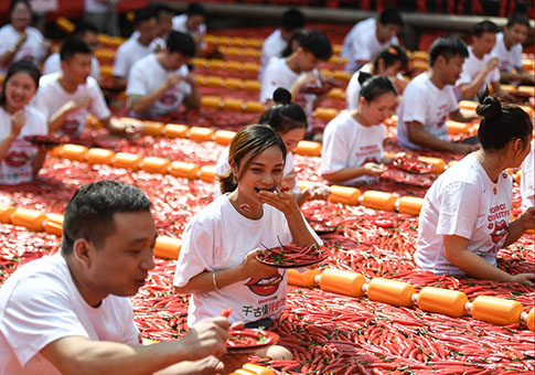 Competencia de comer chile en Hangzhou, Zhejiang