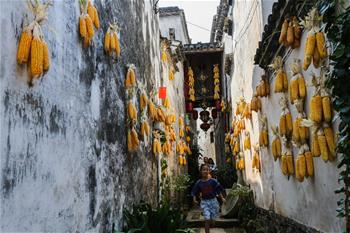 Turistas visitan la antigua aldea de Zhejiang