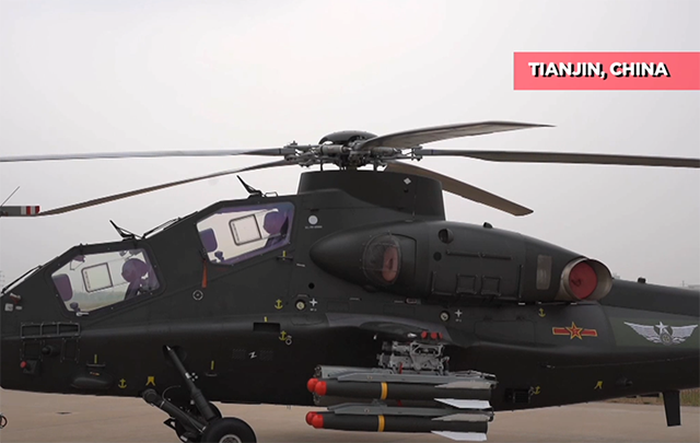 Presentan helicóptero chino CAIC Z-10 durante exposición internacional en Tianjin
