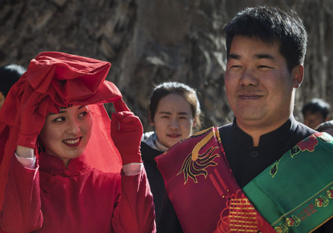 Ceremonia tradicional de boda de ciudad de Yan'an, Shaanxi