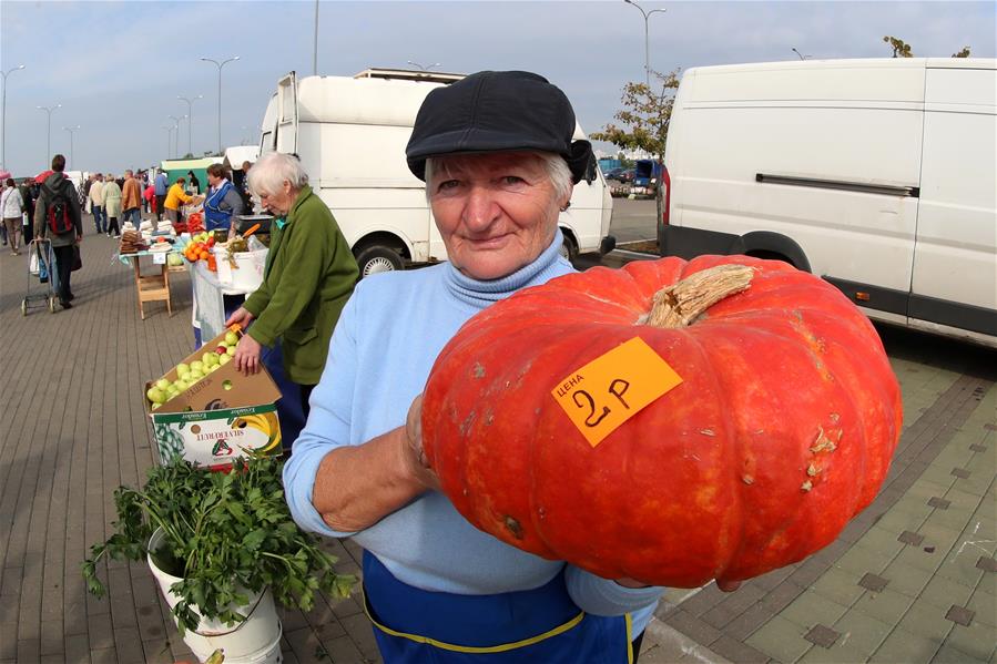 Mercado de otoño en Minsk, Bielorrusia