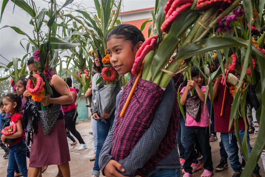 Ritual para agradecer buena cosecha en Chiepetepec, México