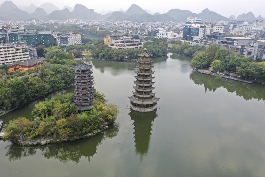 Vista aérea de la ciudad de Guilin