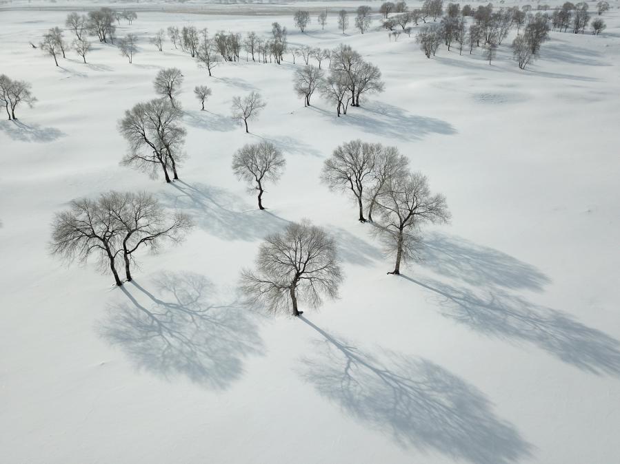 Paisaje invernal de pastura de Yudaokou en Hebei
