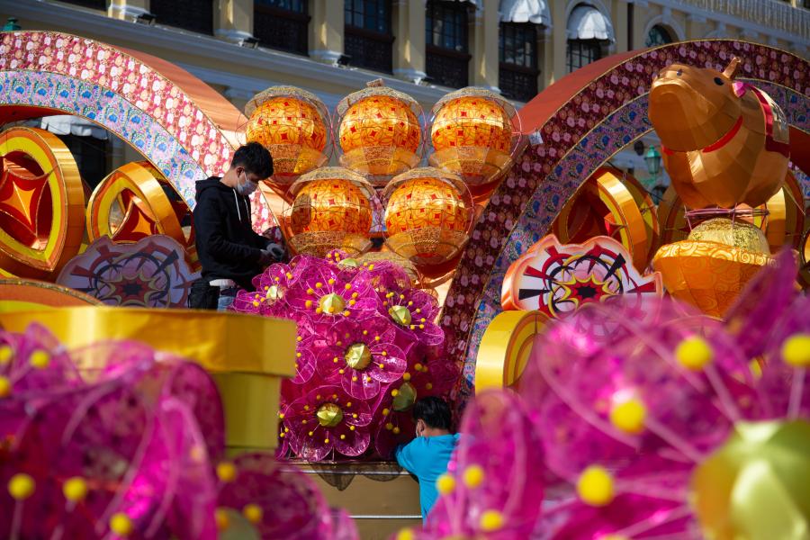 Decoraciones del Festival de la Primavera en Macao