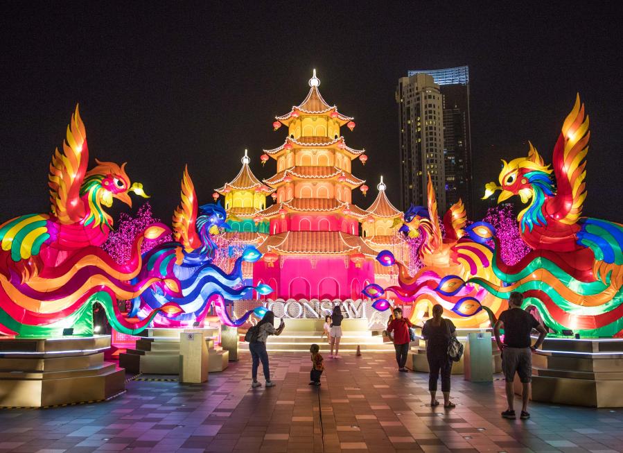 Decoraciones del Año Nuevo chino en Bangkok, Tailandia
