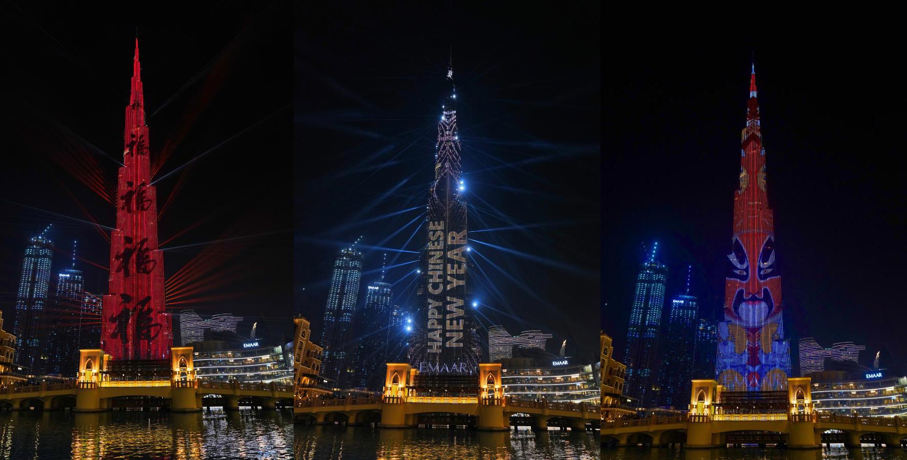 Espectáculo de luces en el Burj Khalifa en Dubái