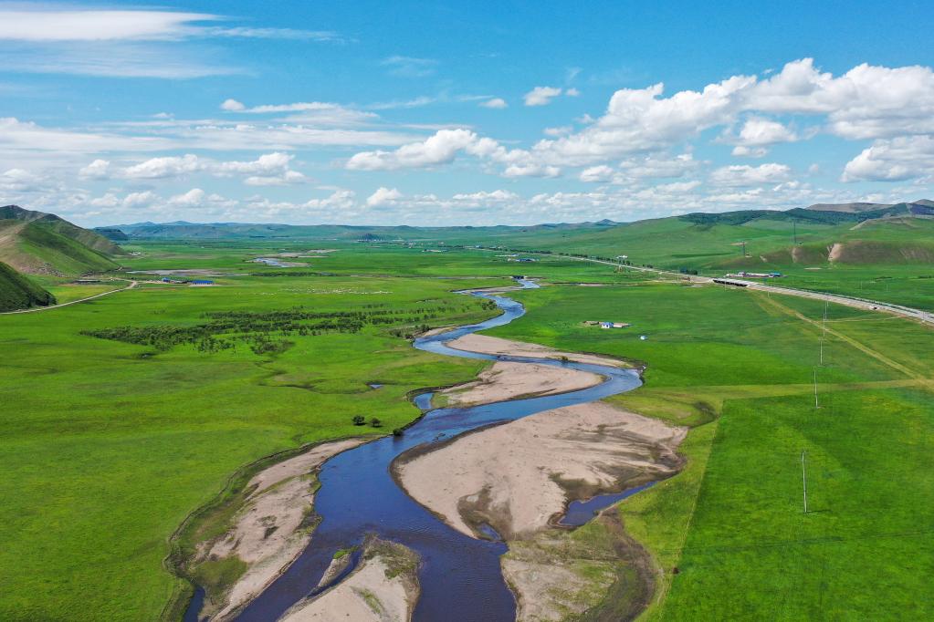 Mongolia Interior: Paisaje de pastizales de Ulan Mod